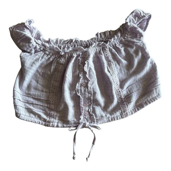Urban Outfitters Lavender Crop Top Cap Short Sleeve Size Medium NWT - Picture 2 of 6